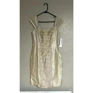 London Times NWT Womens Dress Champagne Tiered Cocktail Party‎ Dress~Size 6